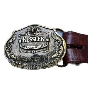 Kessler American Whiskey Belt Buckle 1993 Limited Edition Smooth Leather Size 48